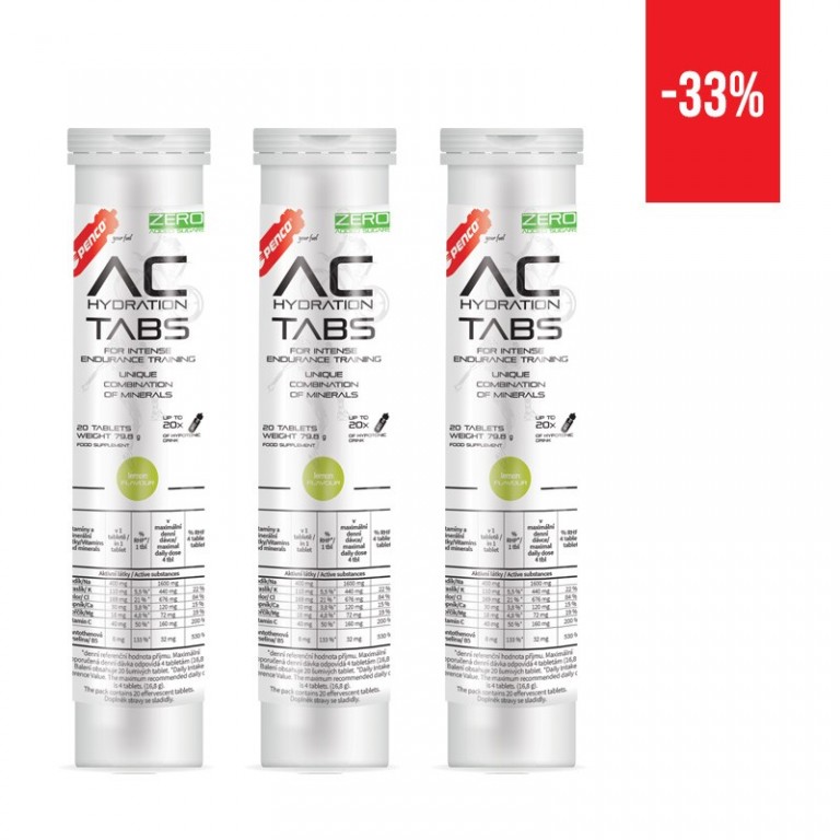Rozpustné tablety s elektrolyty   AC HYDRATION TABS 2+1   Citron
